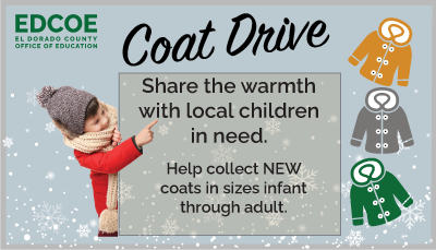 El Dorado County Office of Education Coat Drive logo - Help Us Collect New Coats Infant to Adult Sizes